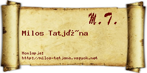 Milos Tatjána névjegykártya